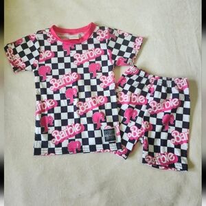Barbie Kids Pajama Set - Pink and Black Checkered